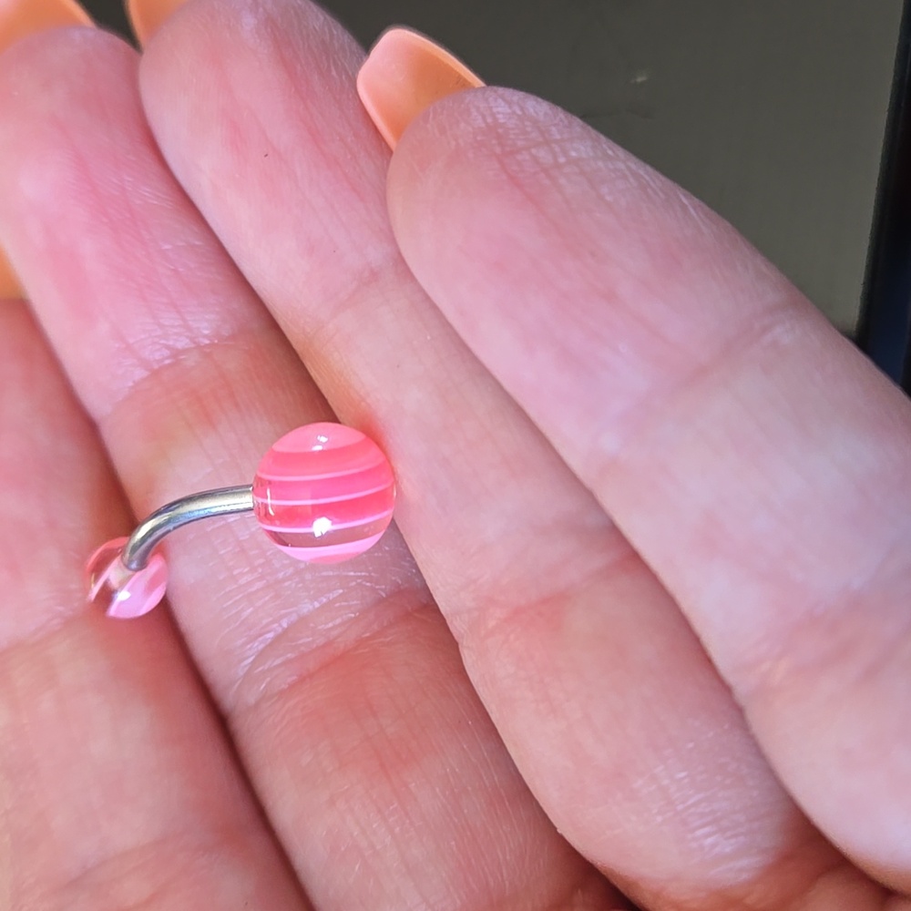 Pink Belly Button Rings Set - Picture 2 of 5